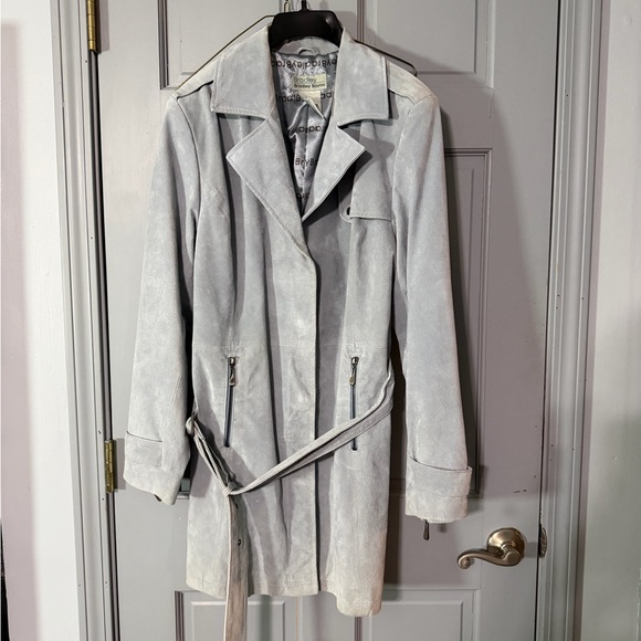 Bradley Bayou Jackets & Blazers - Vintage Y2K Bradley Bayou Genuine Leather Trench Coat Belted icy blue Women’s L